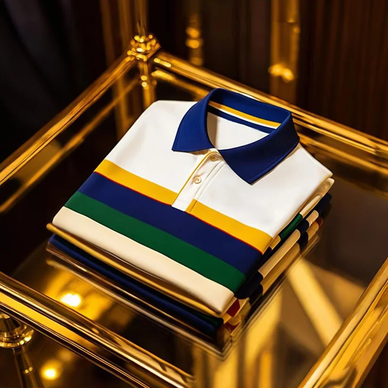 Men's Retro Letter Print Casual Polo Shirt