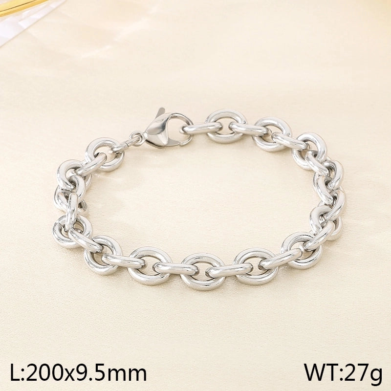 Minimalist Solid Color 304 Stainless Steel 18K Gold Plated Bracelets In Bulk