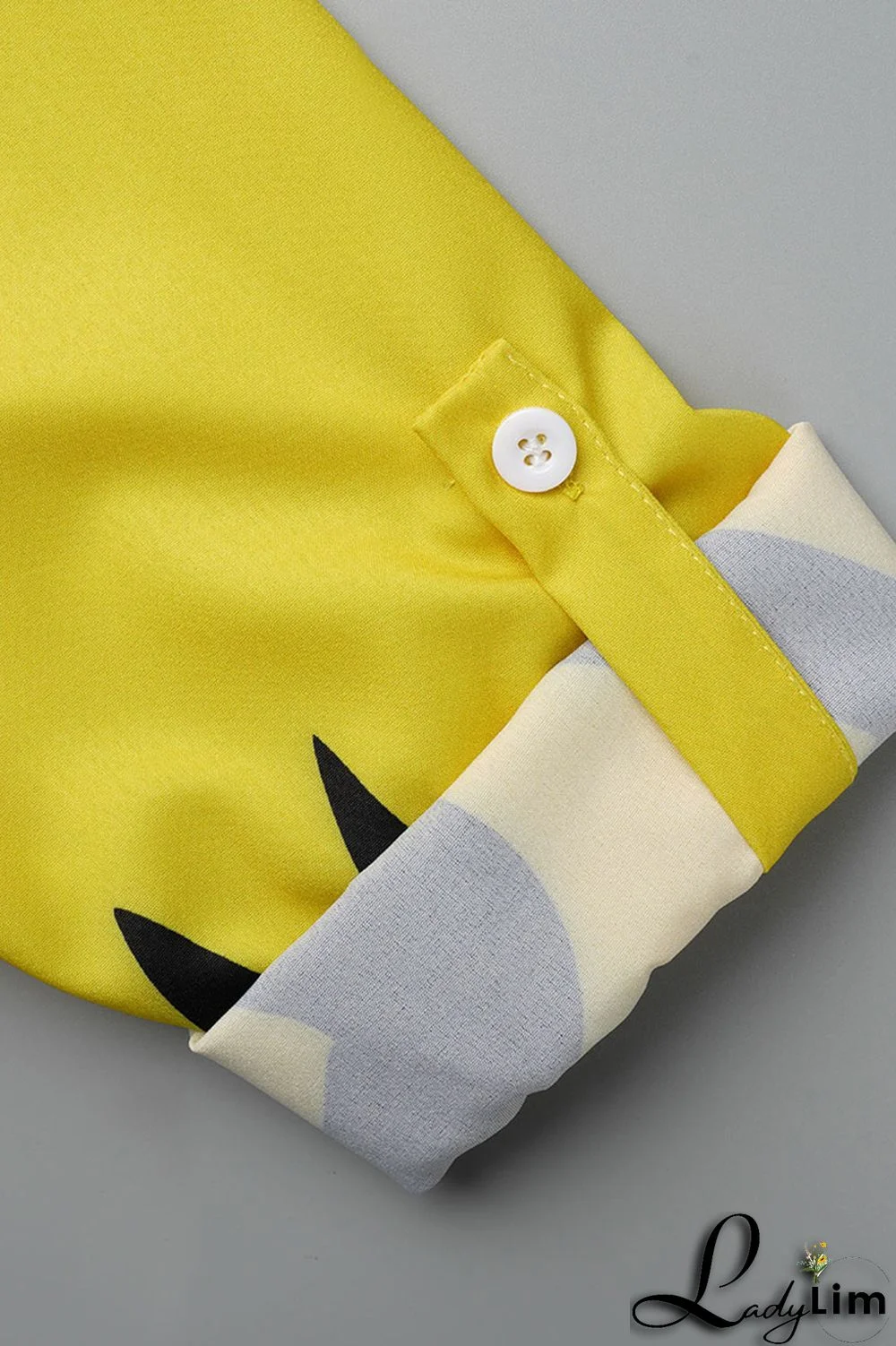 Cream White Fashion Casual Print Slit Turndown Collar Shirt Dress