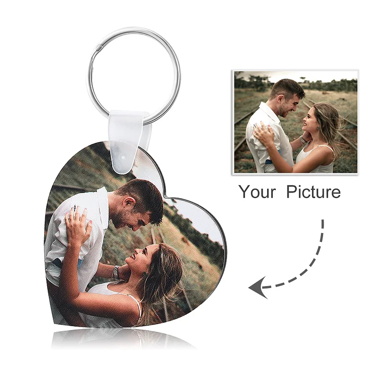 Custom Photo Keychain Board Heart Shape Memorial Gift For Father