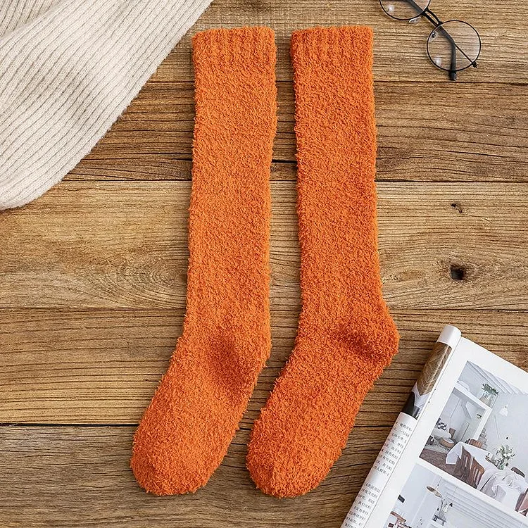 Pure color knee-length Floor Socks