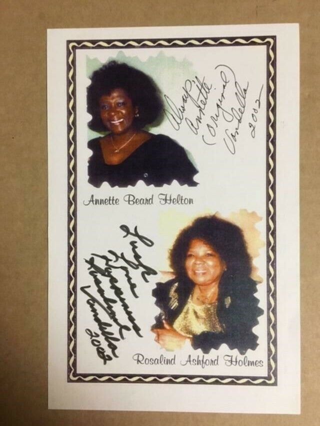 The Vandellas Annette Helton & Rosalind Holmes Signed 8 1/2 x 5 1/2 Photo Poster painting COA