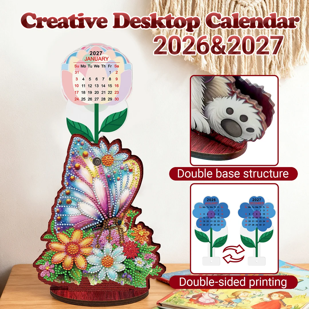 2026 Calendar DIY Diamond Painting Kit Wooden Diamond Painting Calendar