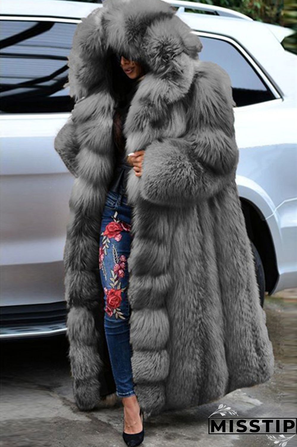 Brown Casual Solid Patchwork Cardigan Hooded Collar Outerwear