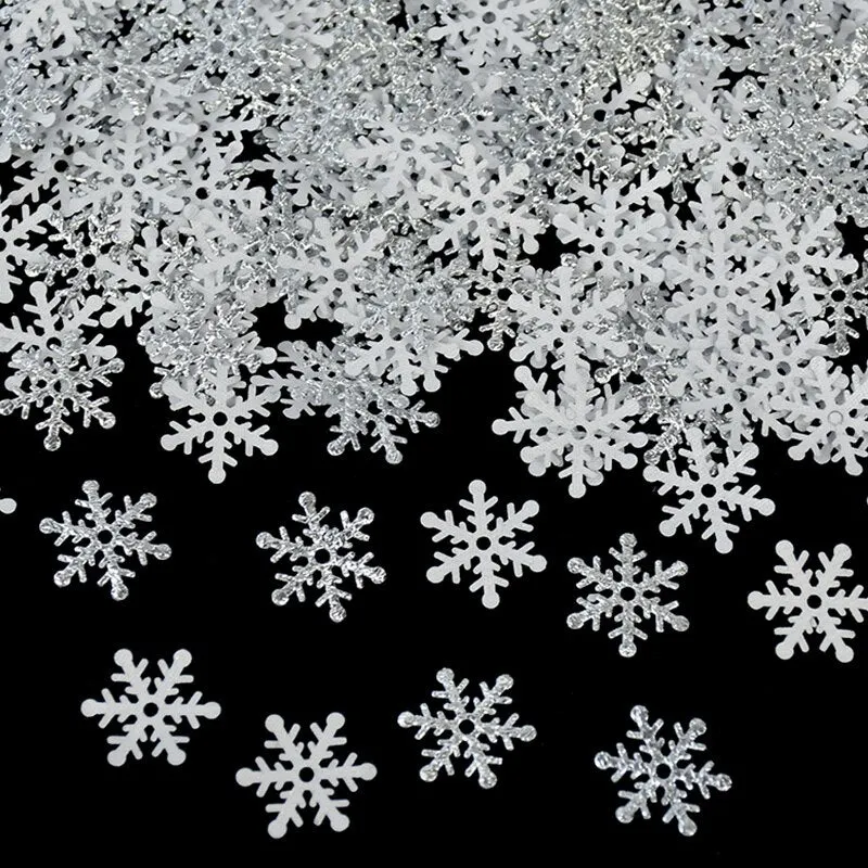 270Pcs Christmas Snowflakes Confetti Xmas Tree Ornaments Christmas Decorations for Home Winter Party Wedding Cake Decor Supplies