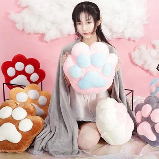 15 Colors Cute Cat Paw Two-Way Blanket Cushion SP1711211