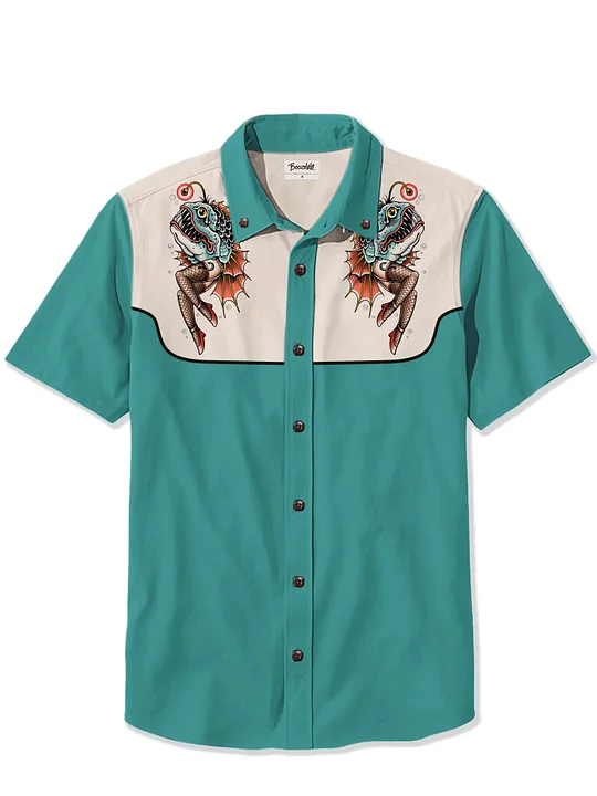 Ocean Shirts Printed Hawaiian Shirt For Men Shirt100% Cotton
