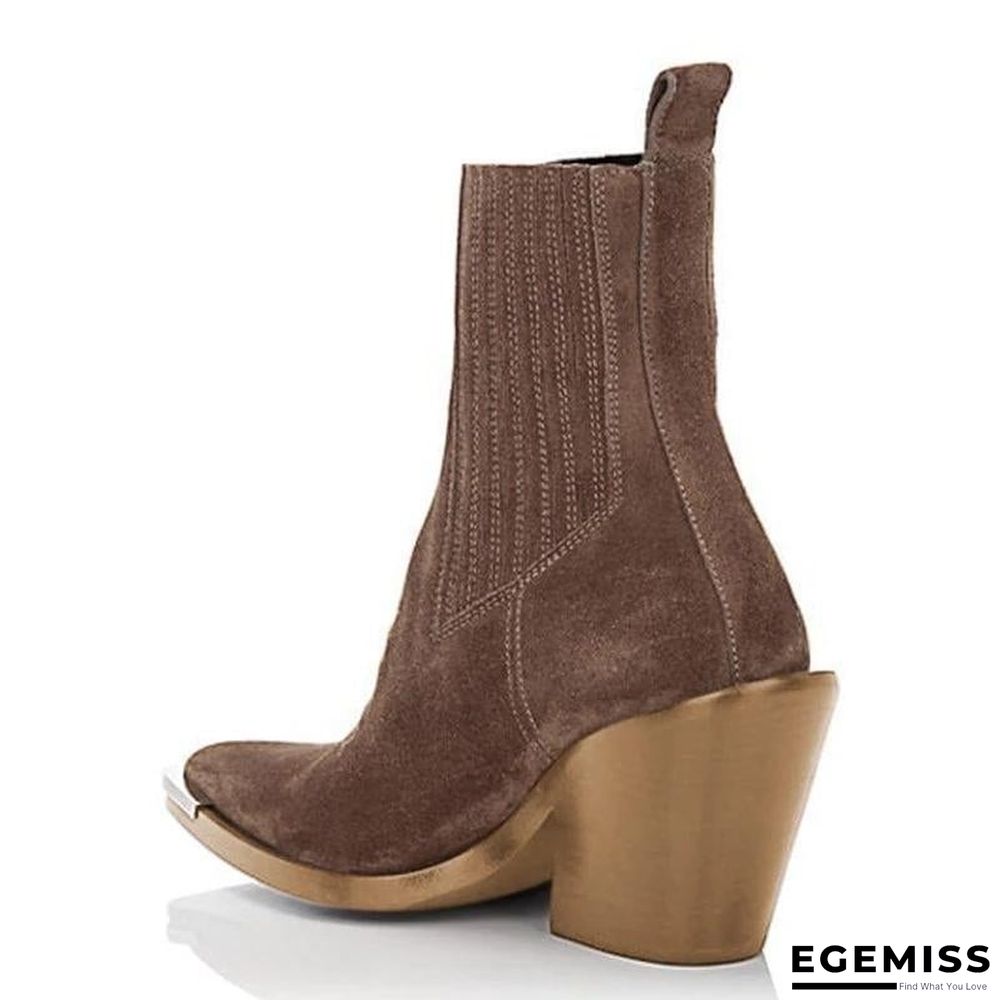 Chunky Heel Pointed Ankle Boots | EGEMISS