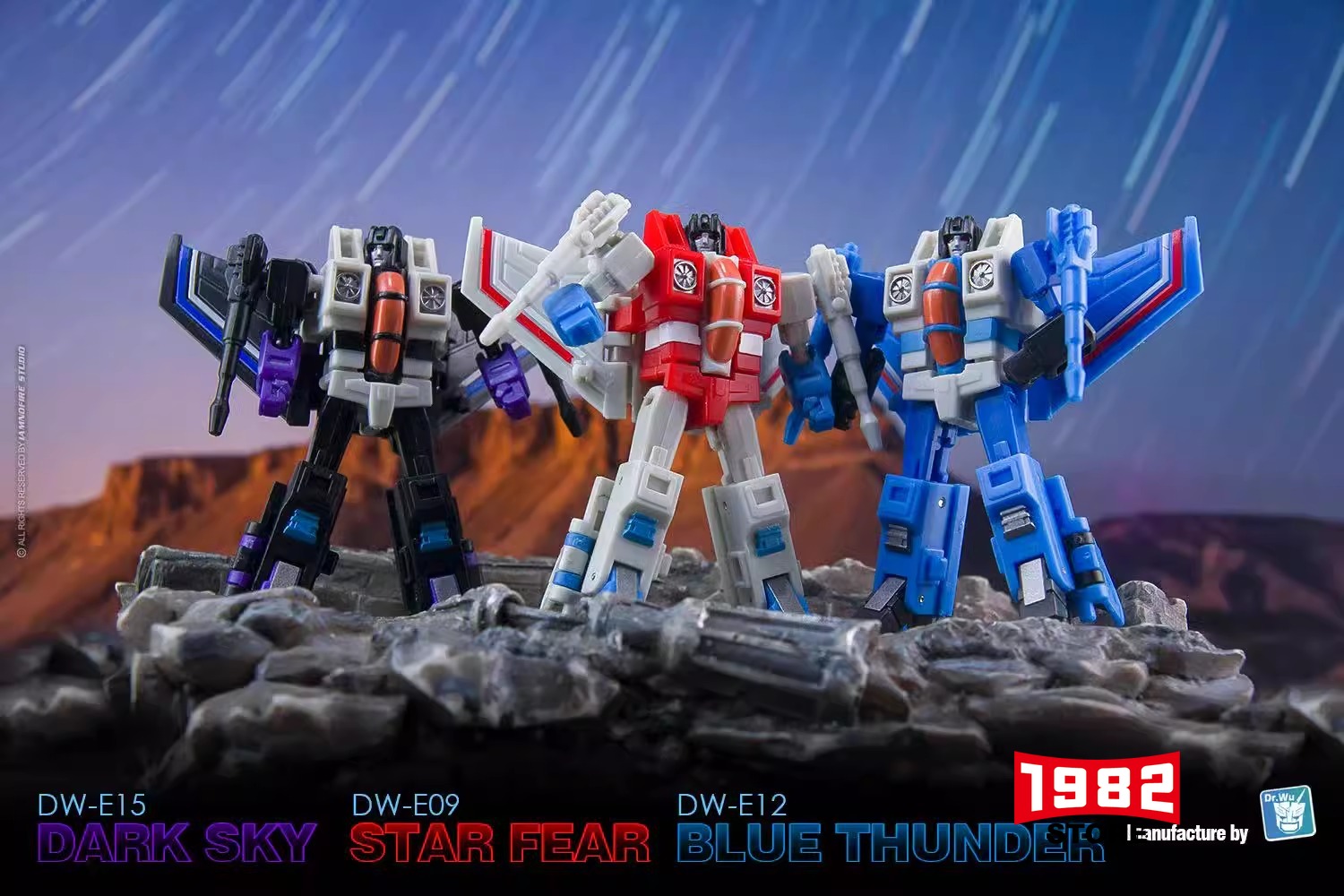 Dr.Wu DW-E09 STAR FSAR DW-E12 BLUE THUNDER DW-E15 DARK SKY mini Transformers toys action figure 3-in-1 set