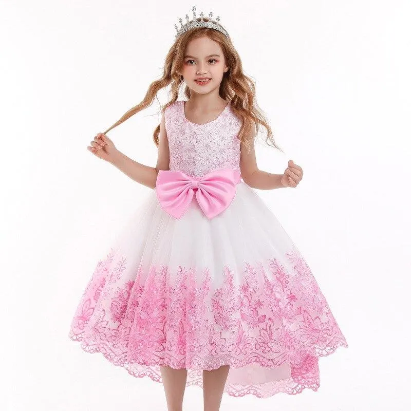 2021 Formal Girls Birthday Dress Kids Wedding Dresses For Children Costume Lace Princess Party Dress Girl First Prom Flower Gown