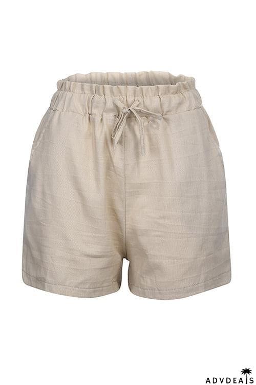 Elastic Waist Linen Shorts