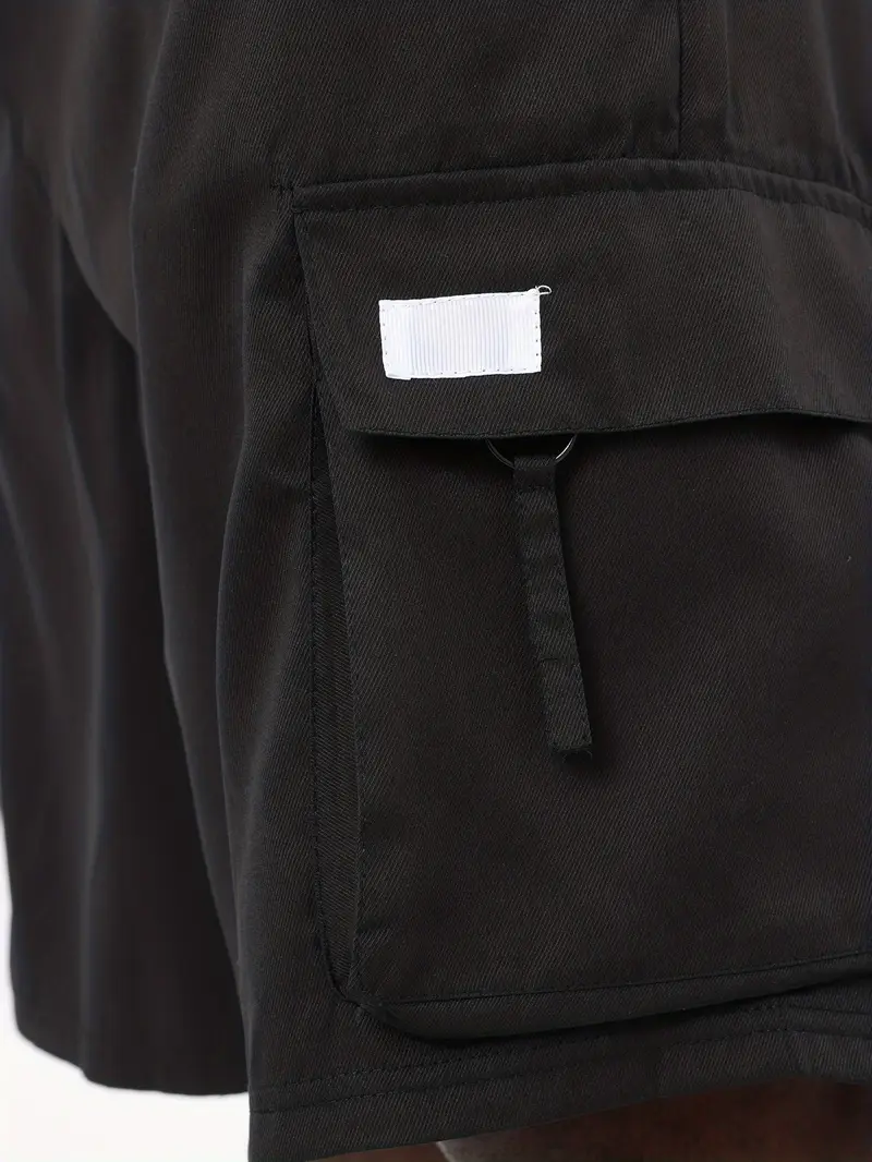 mens plus size solid color cargo shorts drawstring short pants for   chic style details 5