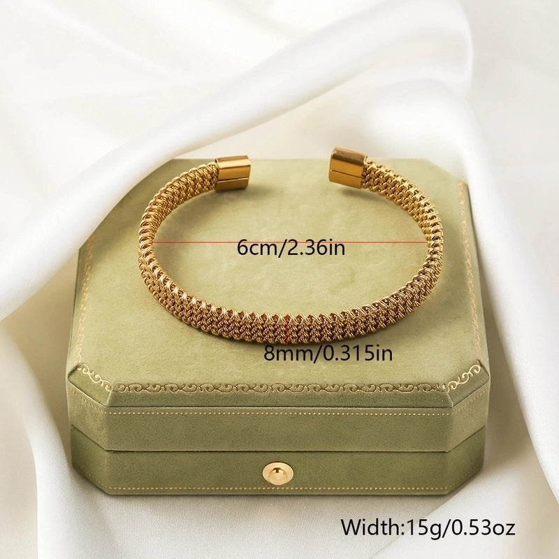 Casual Minimalist Solid Color Titanium Steel Bangle In Bulk