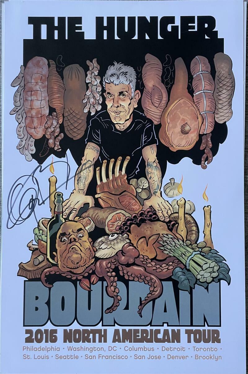 ANTHONY BOURDAIN SIGNED AUTOGRAPH VERY RARE THE HUNGER LIMITED TOUR POSTER COA A