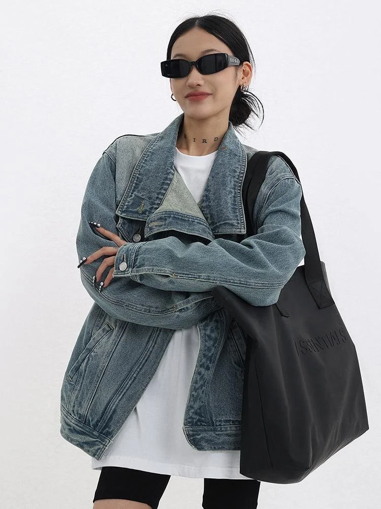Brownm Asymmetrical Denim Jacket