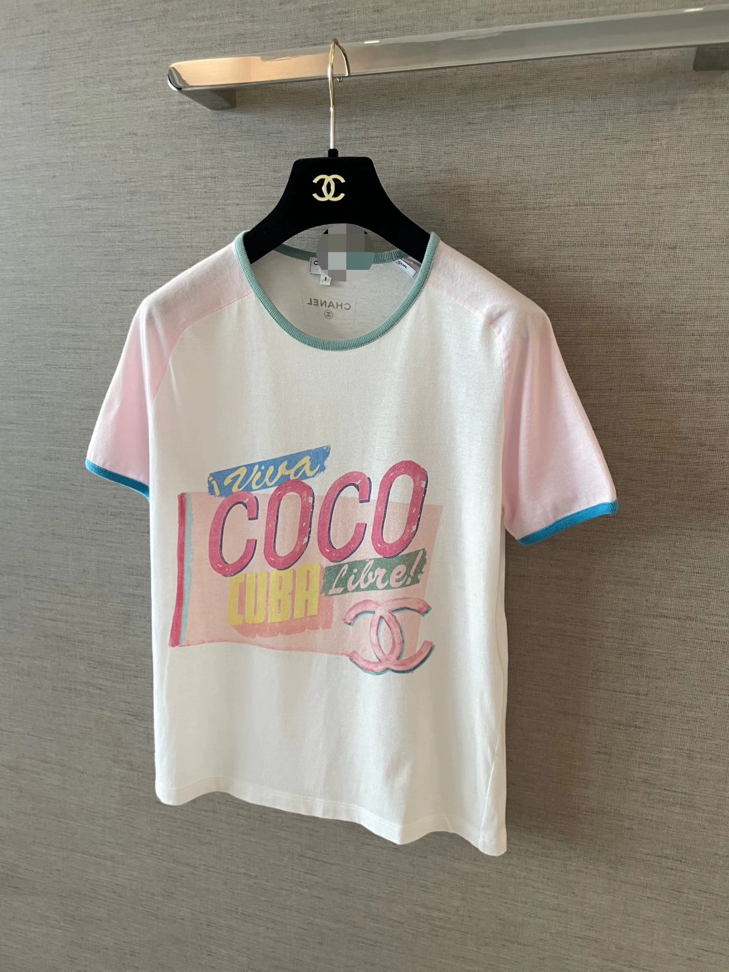 C 26 Cuba series COCO color blocked short sleeved T-shirt