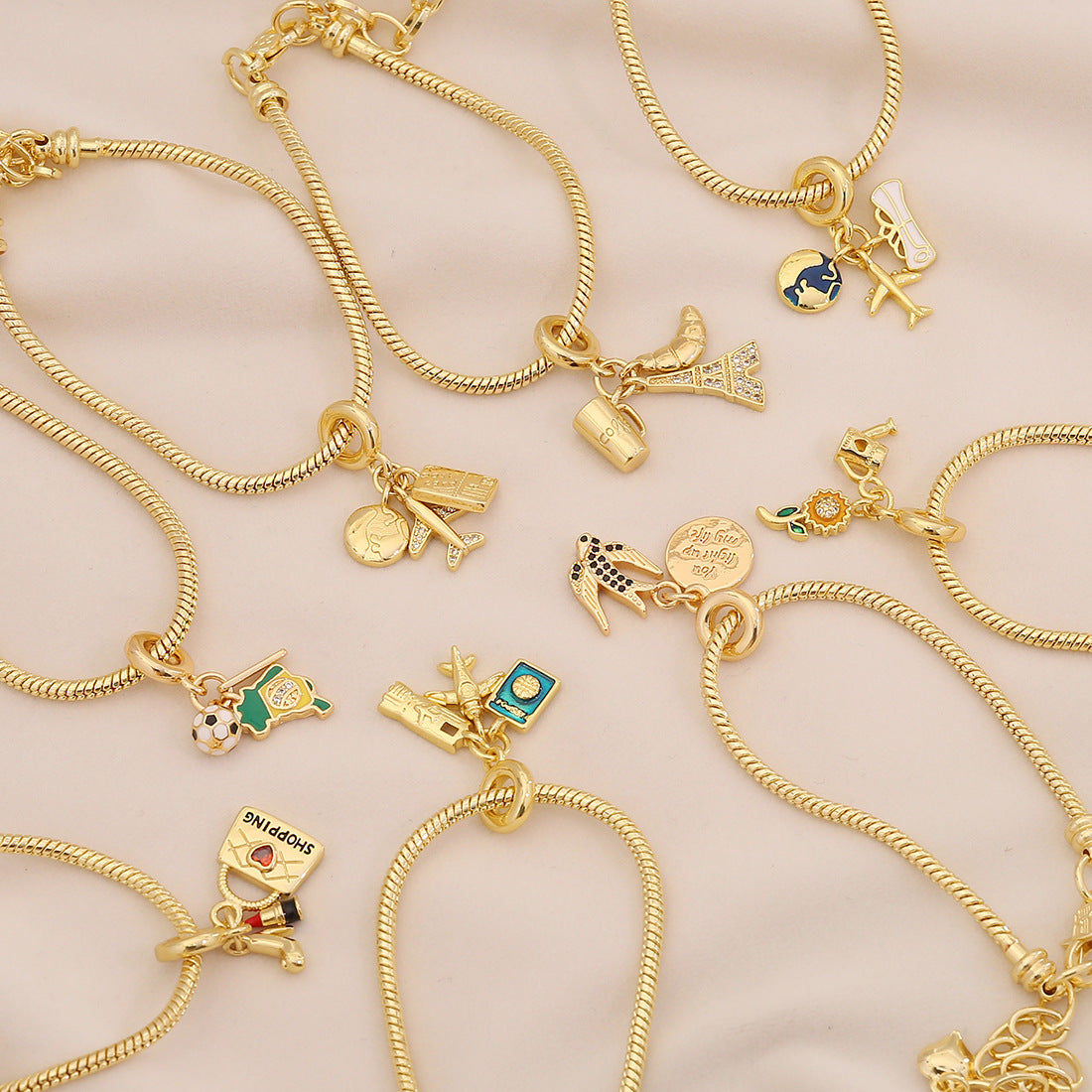 Airplane Luggage Earth Element Bracelet Pando Diy Hand Jewelry B630