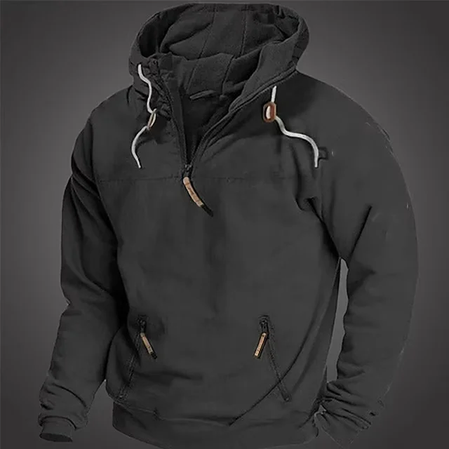 Men's Solid Outdoor Thick Hoodie