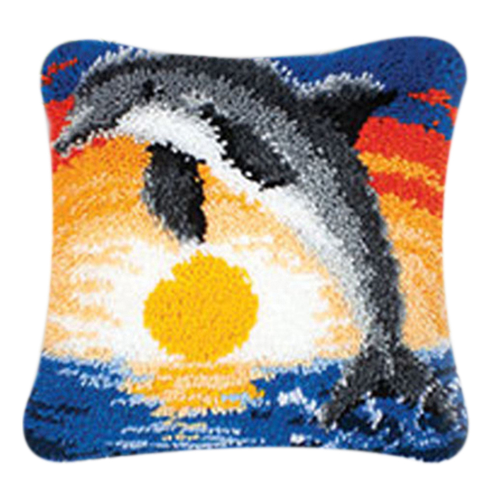 

Sunset Dolphin-Latch Hook Counted 3D Pillowcase Cross Stitch, 501 Original
