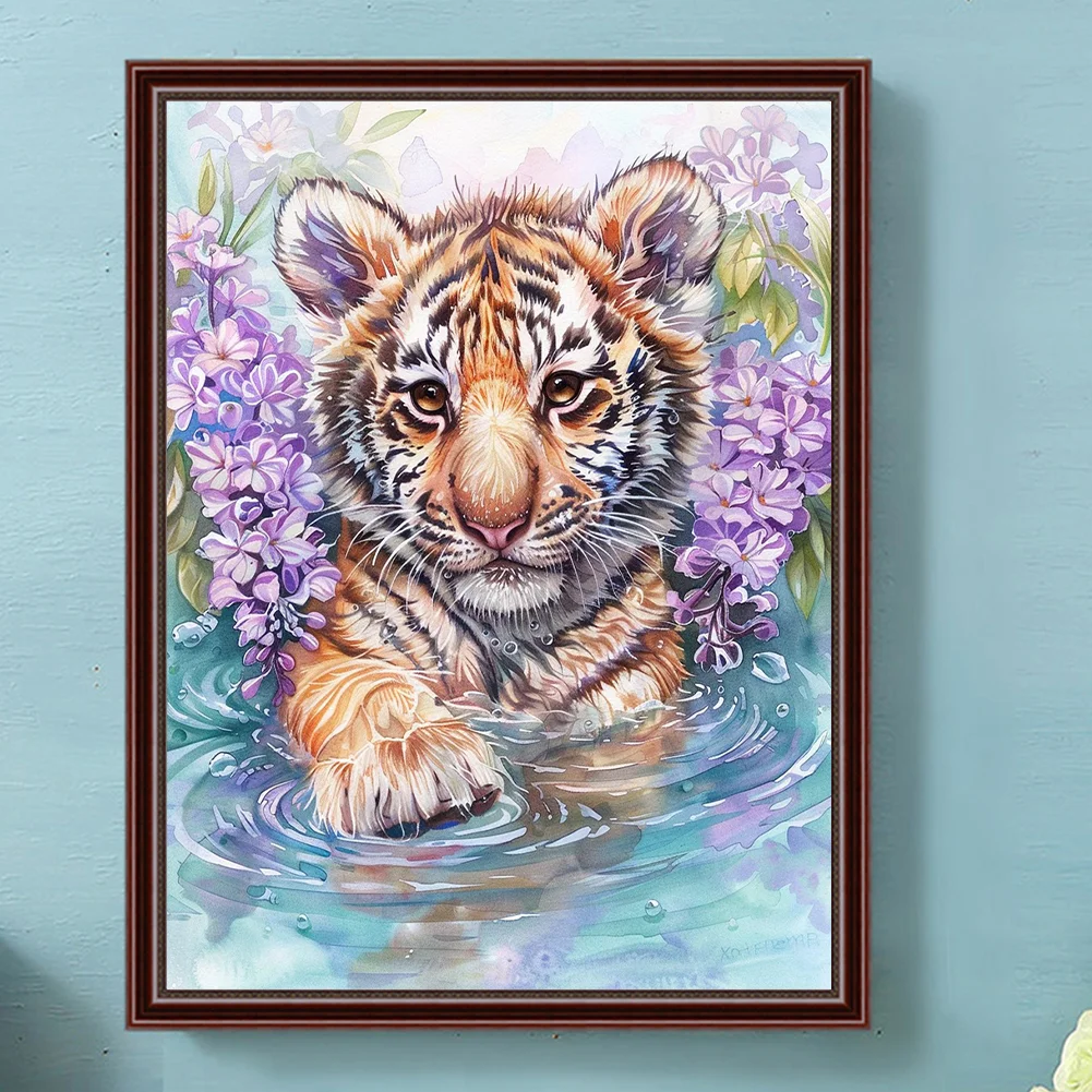 Diamond Painting - Full Round Drill - Flower Tiger(Canvas|30*40cm)