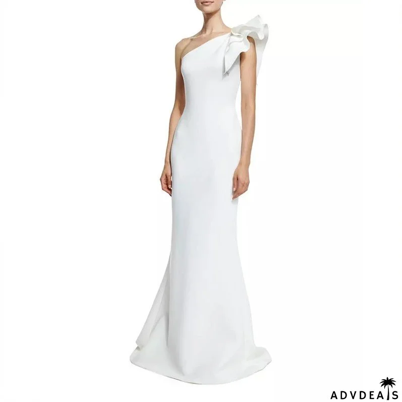 Diana Formal One Charming Shoulder Ruffle Dress