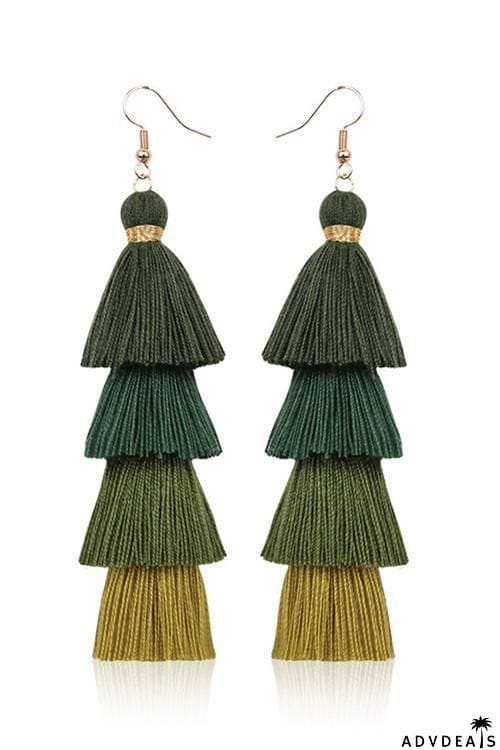 Gradient Tassels Layer Earring