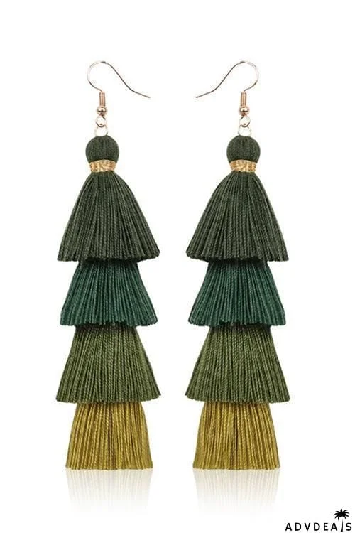 Gradient Tassels Layer Earring