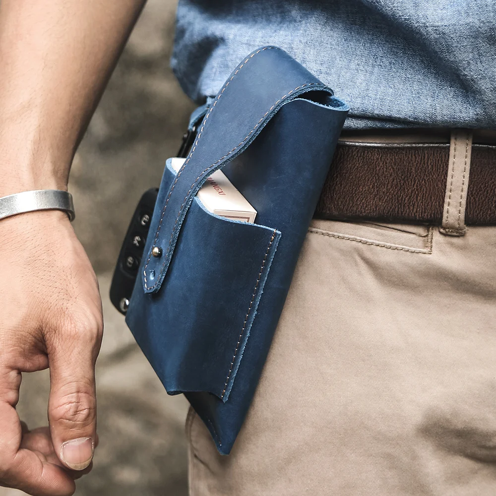 Men's sports tactical fanny pack bag European and American retro leather fanny pack