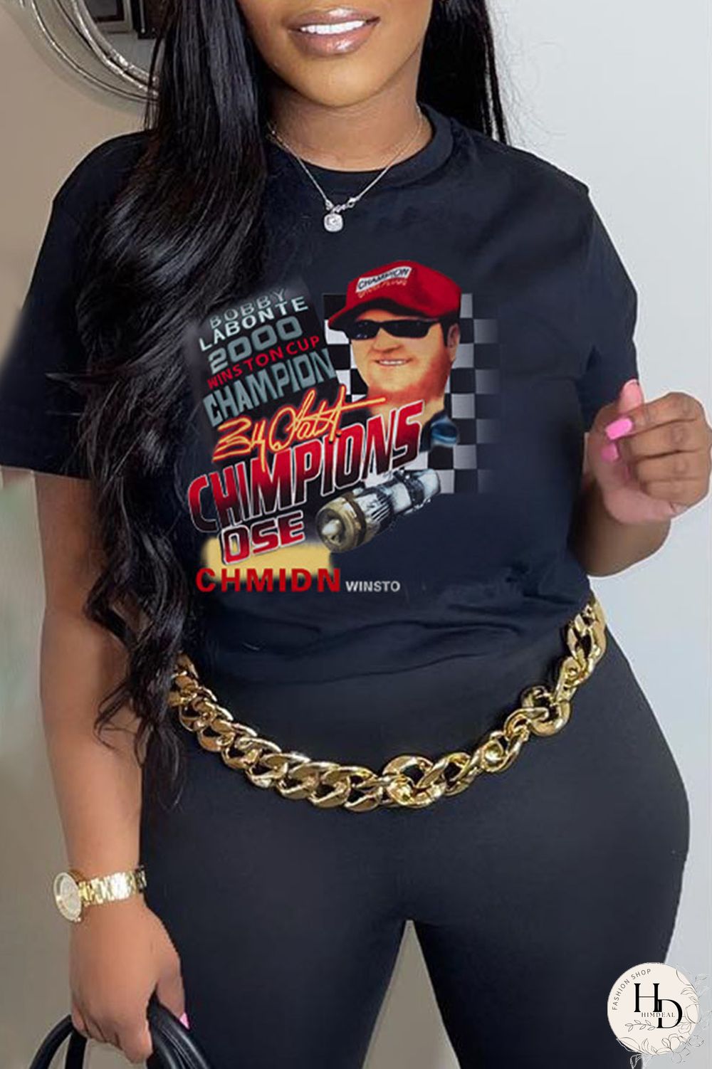 Black Fashion Casual Street Print Patchwork O Neck T-Shirts