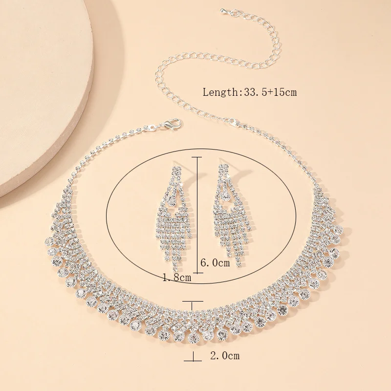 Fashion Rhinestone Necklace Earrings Set