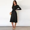 Solid Color Autumn Long Sleeve Knit Dress