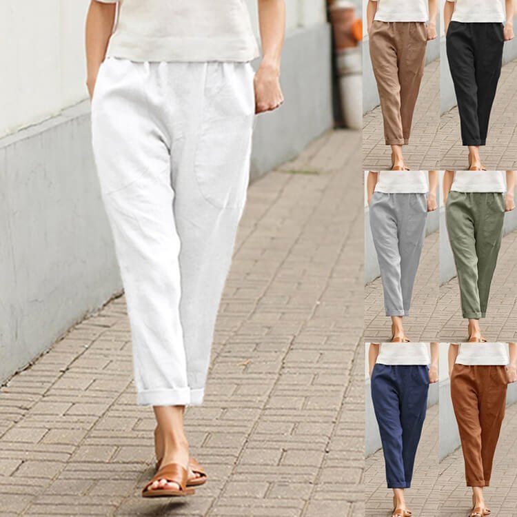Daphneozzie Linen-cotton women's large size loose pants
