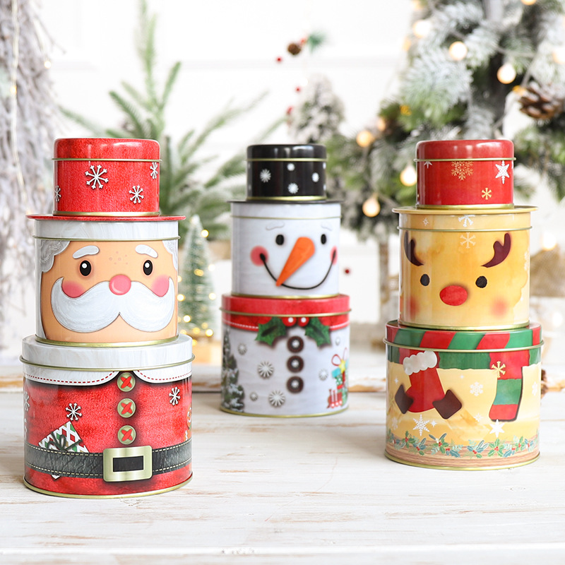 Christmas Candy Tin Box Santa Claus Shaped Creative Kids Special Gift Box