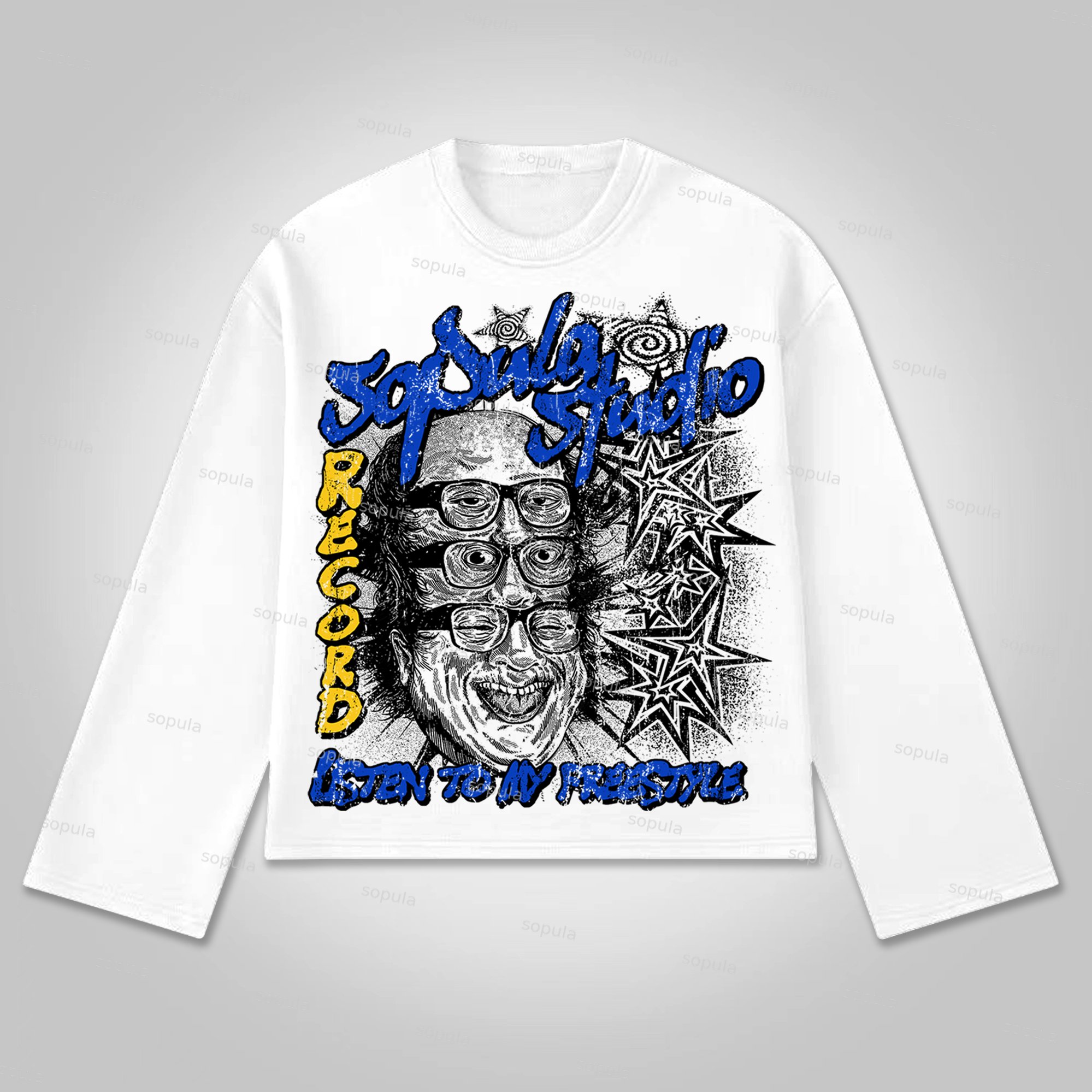 Sopula Studio Fun Portrait Graphic Print Cotton Long Sleeve T-Shirt