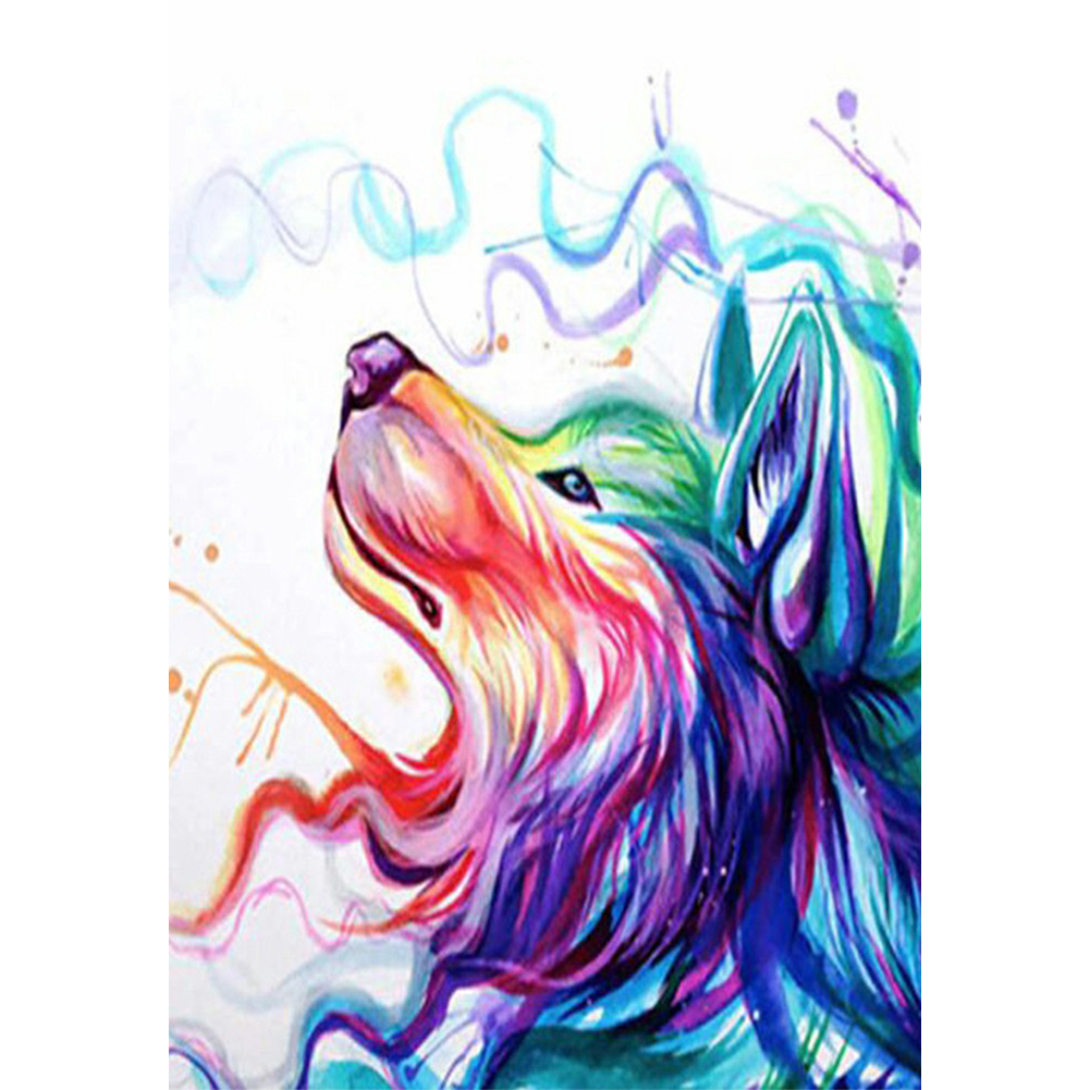 

30*40CM - Round Drill Diamond Painting - Colorful Wolf, 501 Original
