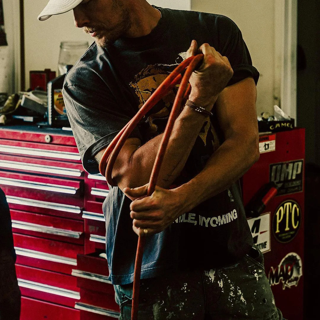 Men's Western Ranch Wild Horse Print Holiday T-Shirt-inspireuse