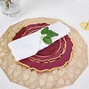 10 Pack | 8" Burgundy Plastic Dessert Salad Plates, Disposable Tableware Round With Gold Scalloped Rim