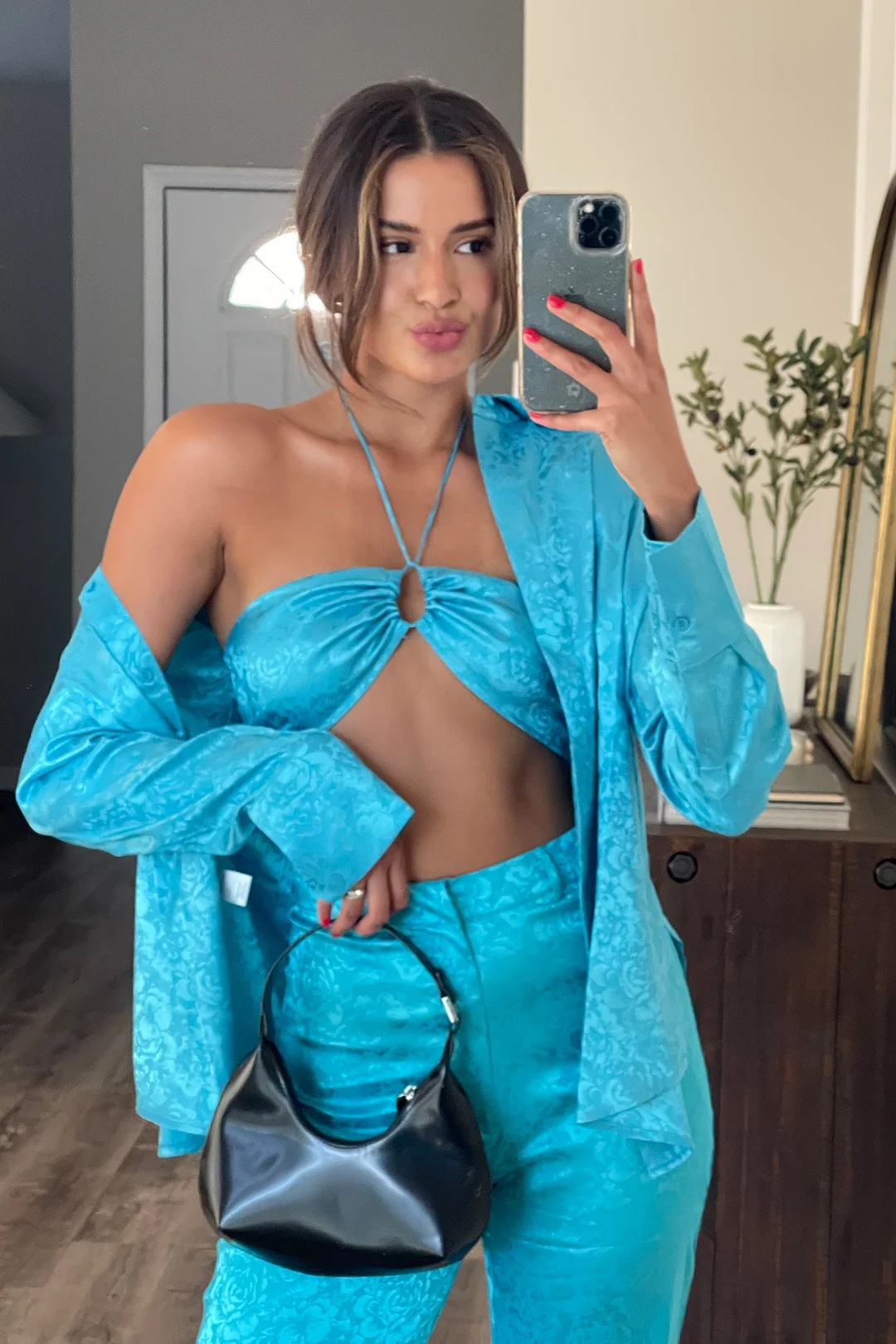 Gold Rush Aqua Jacquard Blouse