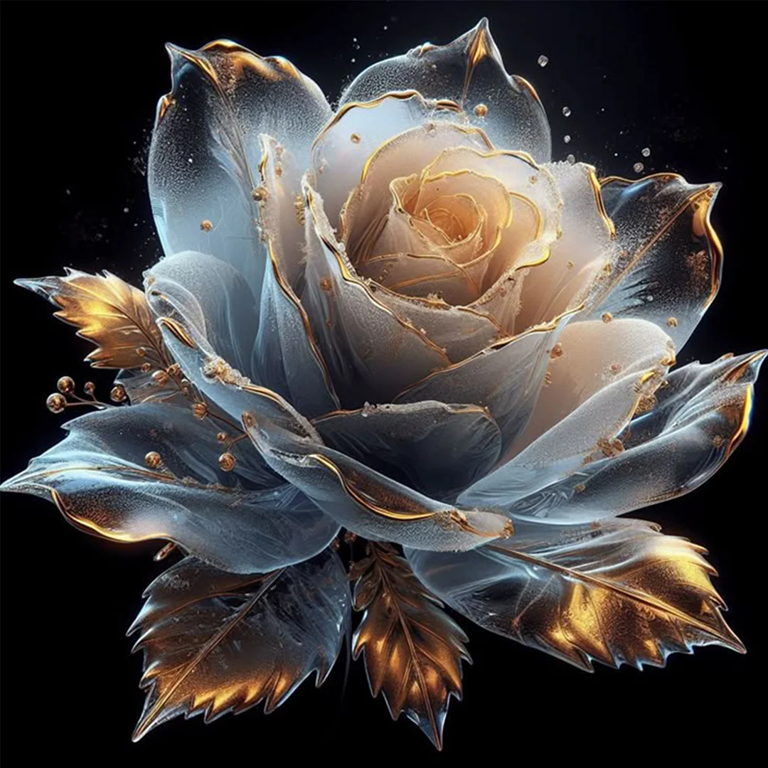 Gold Flower Full 18CT DIY Counted Cross Stitch Arts Kits for Home Decor 30x30cm