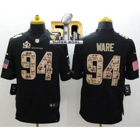 Broncos #94 DeMarcus Ware Black Super Bowl 50 Men's Stitched NFL Limited Salute to Service Jersey