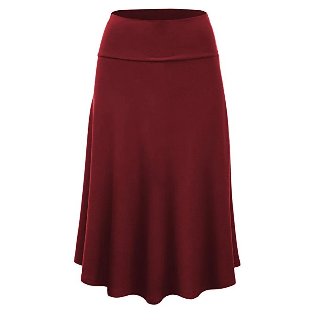 Women's 4 Solid Color Knee-Length Empire Office Working Formal Casual Pleated Skirt Plus Size 2L 3L
