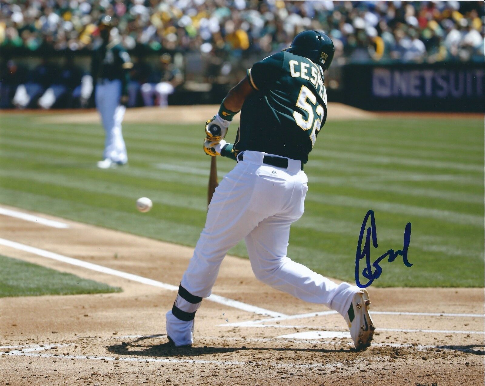 Signed 8x10 YOENIS CESPEDES Oakland A's Autographed Photo Poster painting- COA