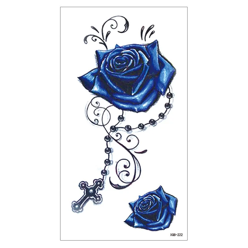 Waterproof Temporary Tattoo Sticker Snake Flower Rose Flash Tattoos Lace Fox Lion Bird Body Art Arm Skull Fake Sleeve Tattoo