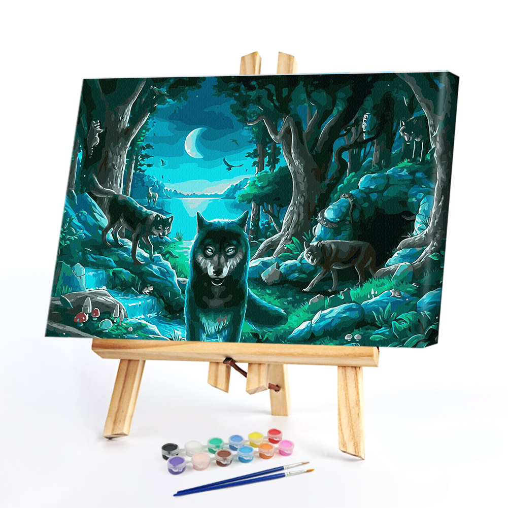

40*50CM - Paint By Numbers - Forest Wolves, 501 Original