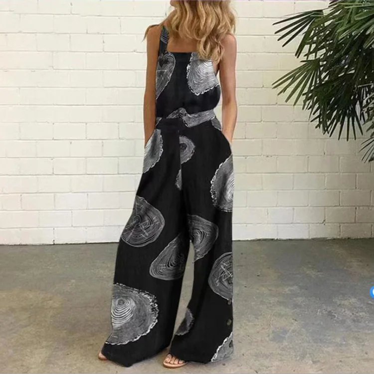 Casual Geometric Print Overalls