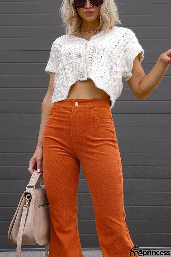 Autumn Mood Corduroy Pocketed Flare Pants