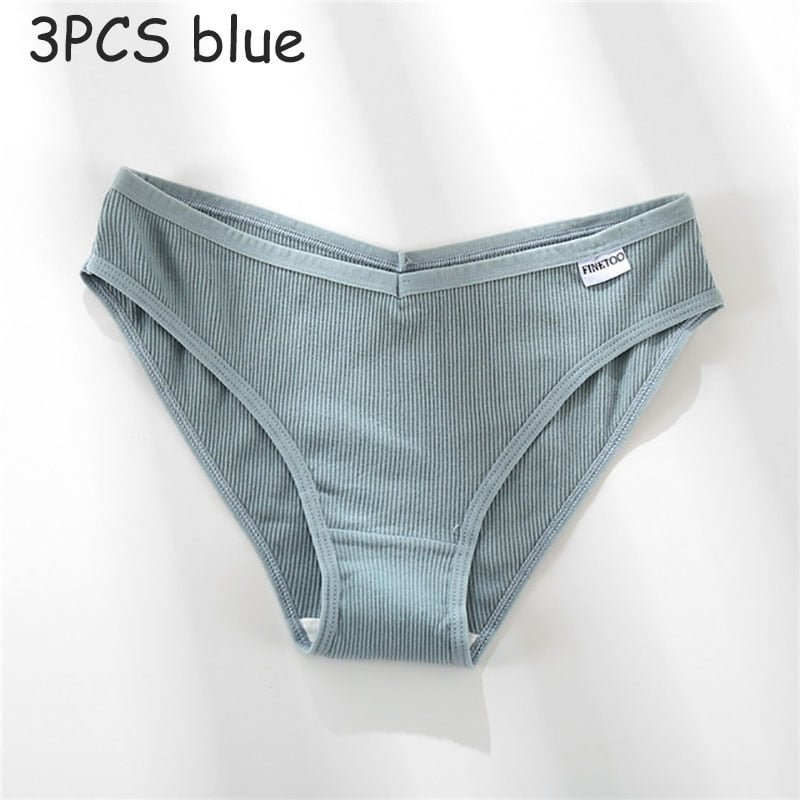 FINETOO Women's Panties Women's Cotton Briefs Female Underpants V Waist Brief Underwear Plus Size Pantys Lingerie M-4XL 3PCS/Set