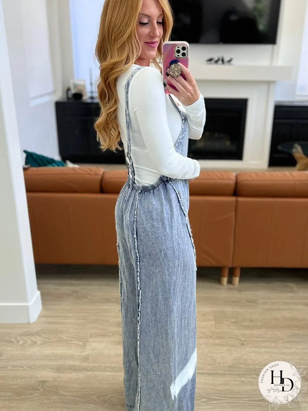 Vintage Beau Blue Denim Overall with Frayed Exposed Seam