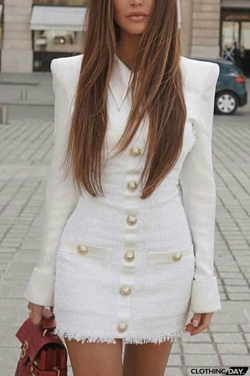 Button Blazer Collar Mini Dress