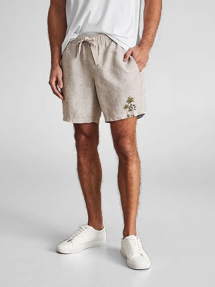 Men's Straight Fit Outdoor Shorts Linen Non-Stretch Five Pants
